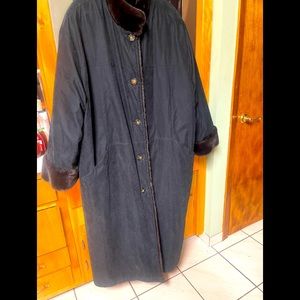 Reversible brown suede and faux fur coat size 1X